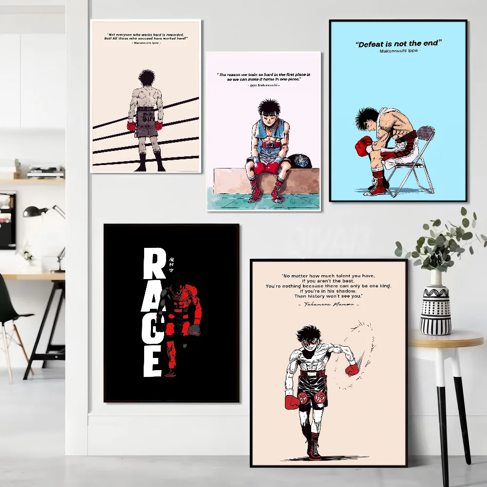 Japanese Anime Hajime No Ippo Character Self-adhesive Art Poster Decoracion Painting Wall Art White Kraft Paper Home Decor