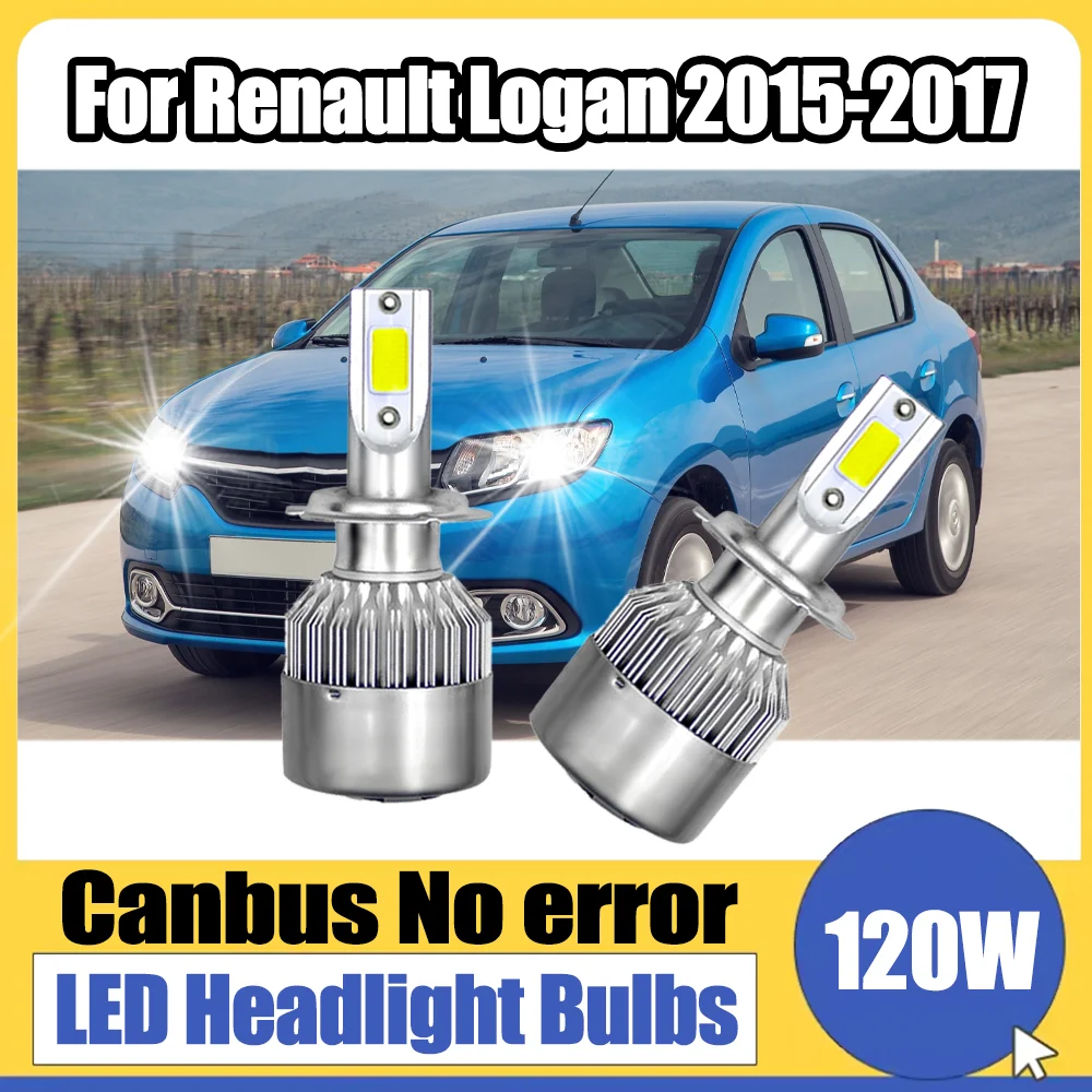 

2PCS 120W High Power Canbus No error 20000LM Truck Headlamp H7 LED Headlight Bulbs 12V 6000K White For Renault Logan 2015-2017