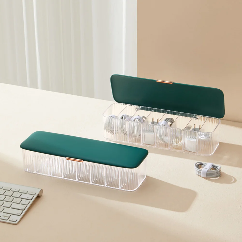 صندوق إدارة الكابلات، منظم متعدد الشبكات ضد الغبار، تصميم شفاف لتخزين سماعة الرأس لكابل بيانات سطح المكتب والمكتب وغرفة المعيشة