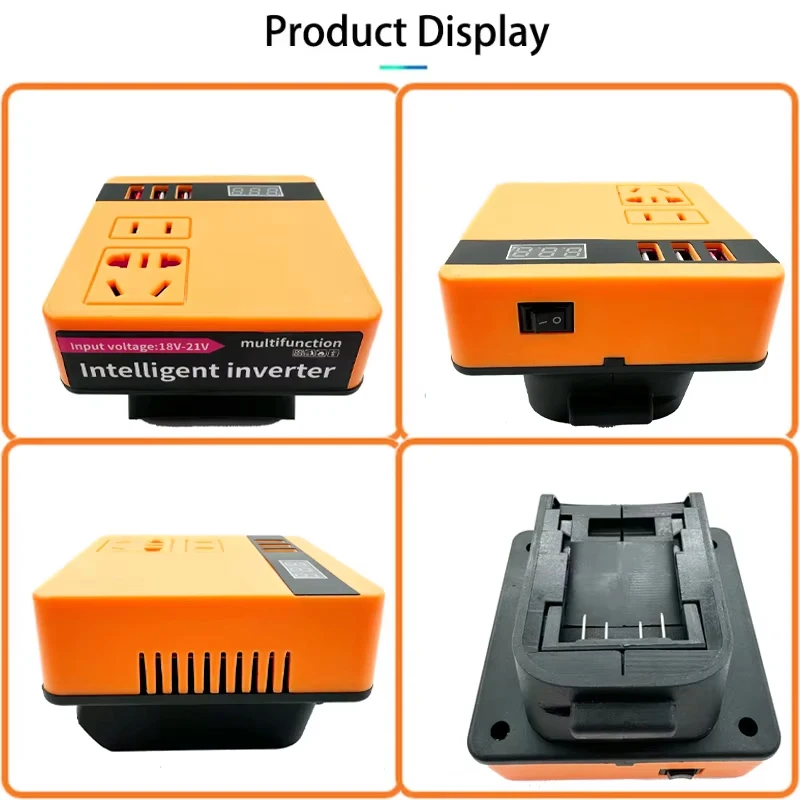 Power Inverter for Dewalt 20V Battery，DC 18V to AC 220V Battery Inverter Portable Power Station Generator Charger Adapter