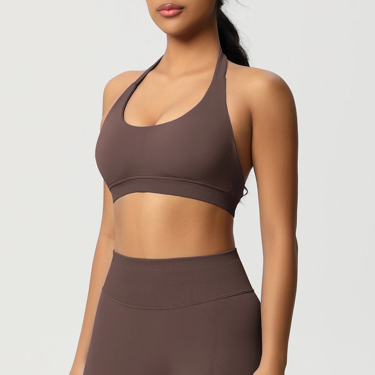 1PC Quick-Dry Seamless Hanging Neck Yoga Bra for Woman Backless Hollow-out Shock-absorbing Running Yoga Tank Top with Chest Pad