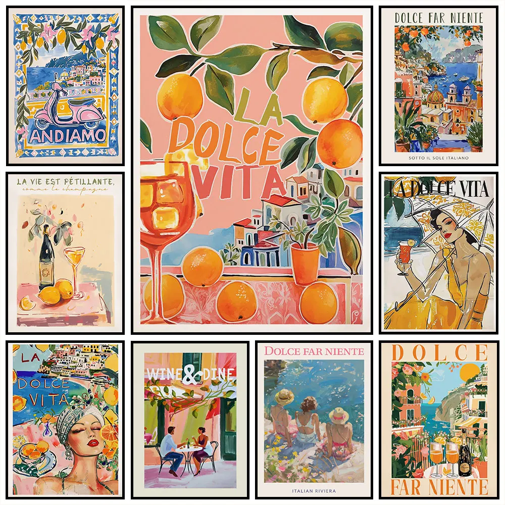 Pósteres de La Dolce Vita Amalfi Coast Italia, pintura en lienzo, impresión para habitación, hogar, cocina, Bar, cafetería, pared de habitación, decoración del hogar