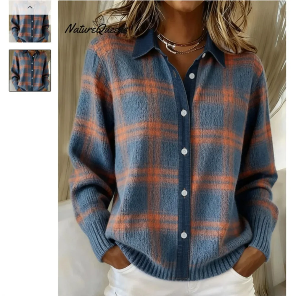 الربيع والخريف مطبوعة متقلب طويلة الأكمام التلبيب قميص للنساء موضة عادية فضفاضة ومتعددة الاستخدامات الإناث أفضل 2025 #2