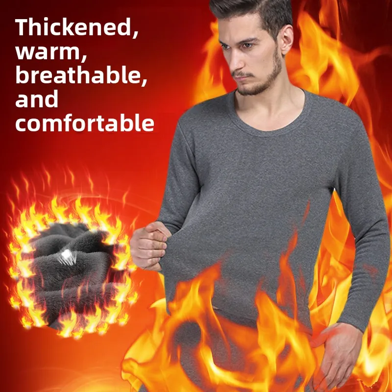 

Men's Thermal Underwear Set Thiened Fce Warmth Autumn Pants Anti-Cold Youth Autumn Clothes Winter Innerwear Polyester Fa...