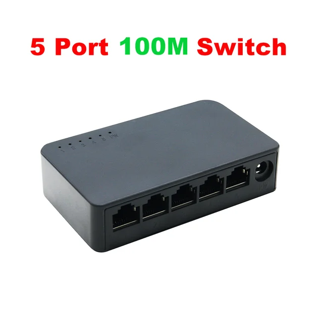 KuWfi 5 Ports Netzwerk-Switch 100/1000 Mbit/s RJ45 LAN-Hub-Adapter Half/Full-Duplex Desktop Fast Ethernet Switcher für Heimmonitor 3