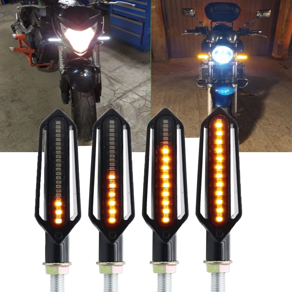 Indicadores direccionales Led universales para motocicleta, señales de giro, luz de señal de parada, luz intermitente de freno trasero, lámpara DRL