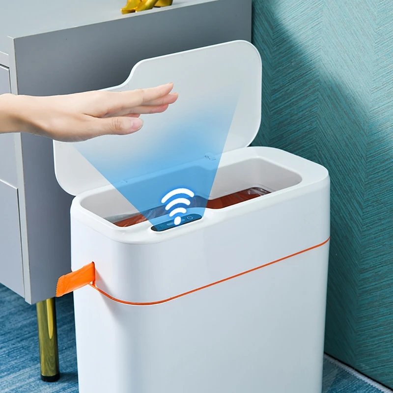 Induction Trash Can Smart Sensor Garbage Bin Automatic Packing 18L Kitchen Bathroom Waterproof Large Privacy Trash Bin