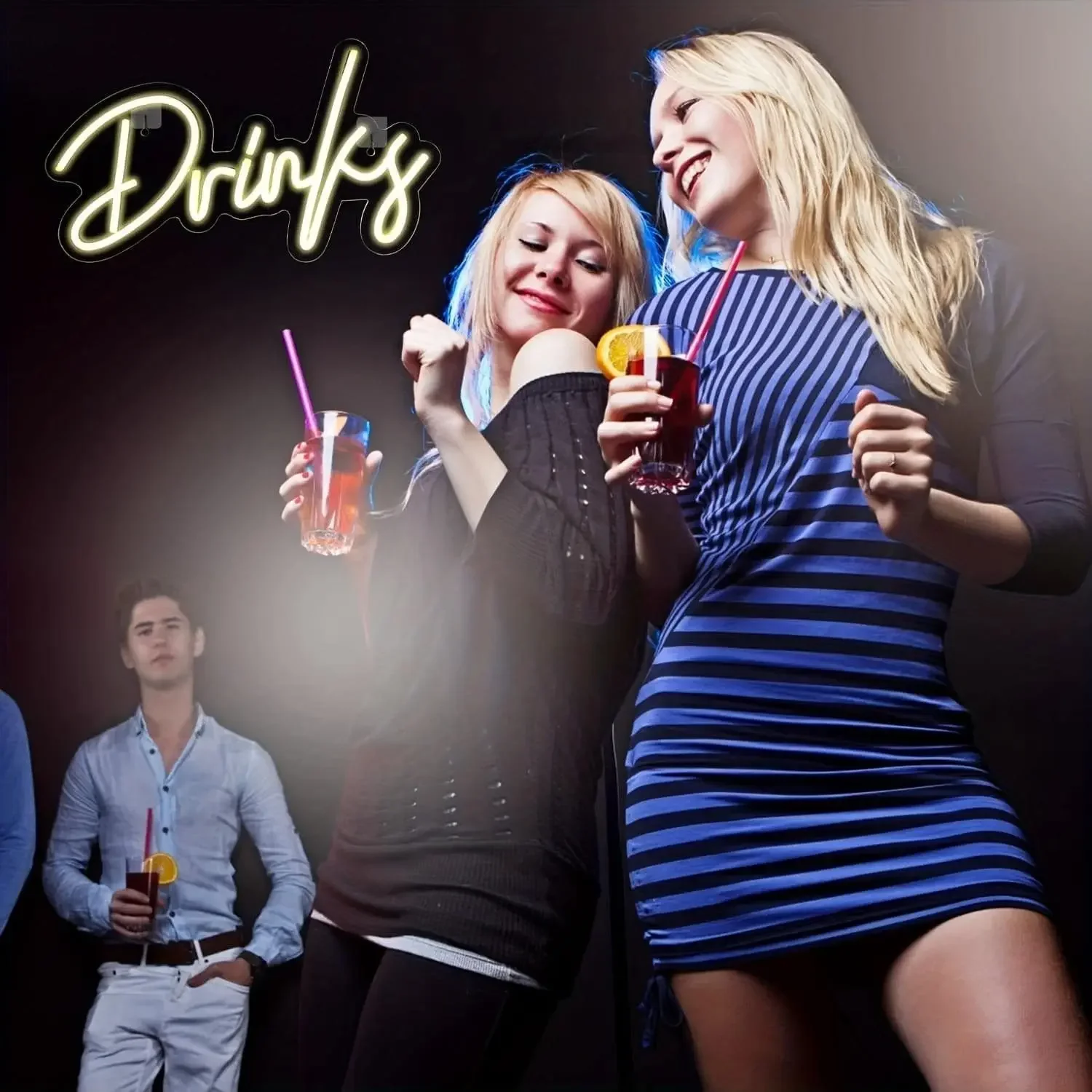 따뜻한 흰색 네온 조명 음료, 네온 바 표지판, 십대 소년 방 침실 레스토랑 바 호텔 조명 벽 장식