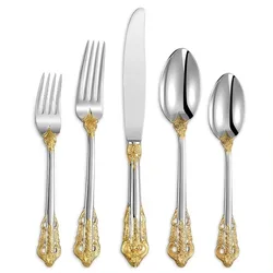 24/30pcs Vintage Cutlery Set Luxury Stainless Steel Flatware Set Forks Knive Spoons Tableware Set Kitchen Utensils