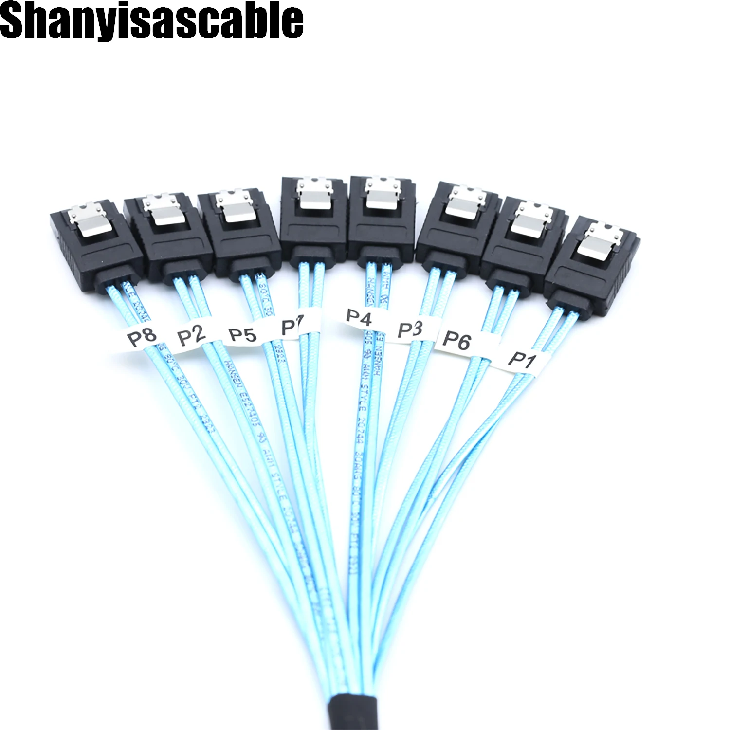 1.0M 8Pcs/Set-12Gbps to 8Sata HDD-SSD Data-Cable SAS Cable Replacement for Bitcoin Computer-Server CD DVD Drives