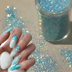 20ml Ocean Blue Sugar Nail Glitter High-gloss Colorful Powder Glitter Pigment For Manicure Sugar Shiny Dust Nail Art Decorations
