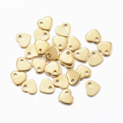 10 pc 304 Stainless Steel Charms Stamping Blank Tag Heart Real 24K Gold Plated 5x6x1mm Hole: 1mm