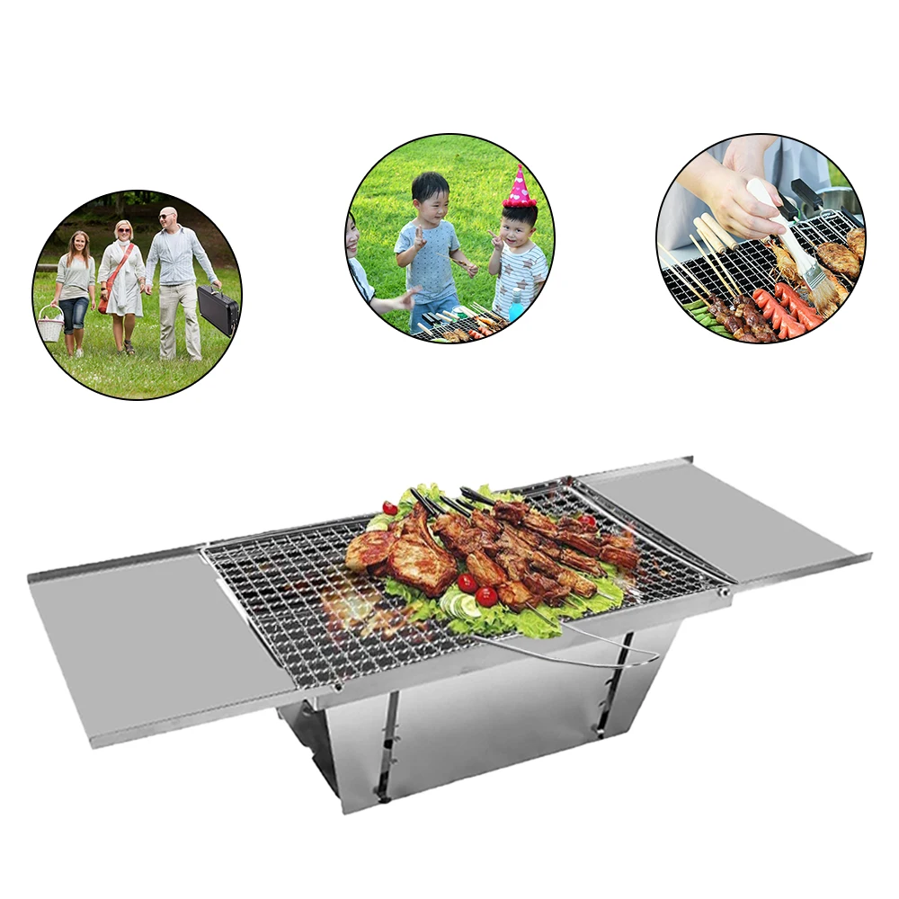 Picnic Grill Outdoor BBQ Portable Folding Stainless Steel Stove Embedded Oven BBQ Accessories Camping Supplies Cookware