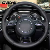CARDAK Black Car Steering Wheel Cover For Audi A1 8X A3 8V Sportback A4 B8 Saloon Avant A5 8T A6 C7 A7 G8 A8 D4 S1 8X S3 S4
