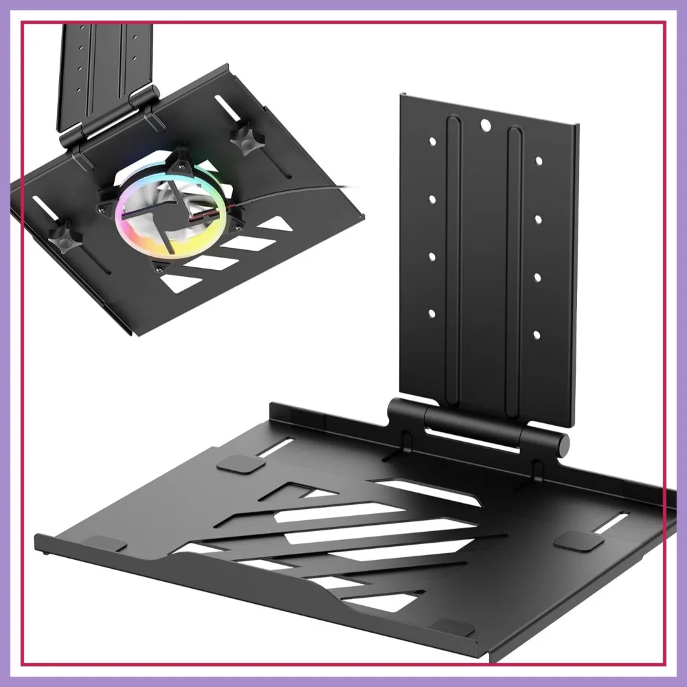 

Adjustable Laptop Tray for 17" Laptops, Supports 120mm Fans, VESA 75x75 Compatible, 4.41lbs Black