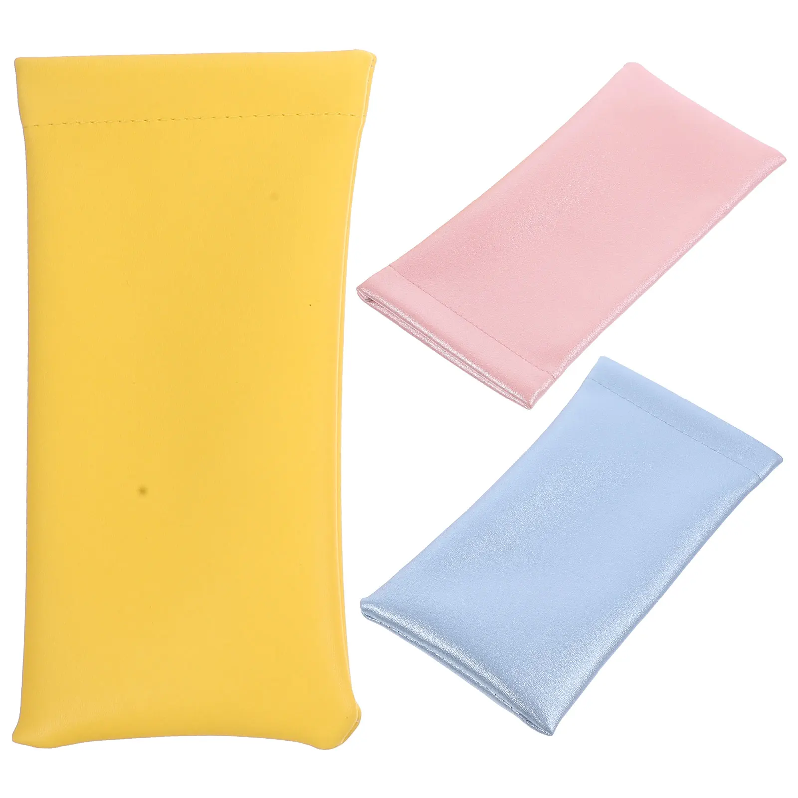

3pcs Glasses Storage Bag Eyeglass Case Soft Blue Yellow Pink Portable Protective Lightweight Travel Student Gift