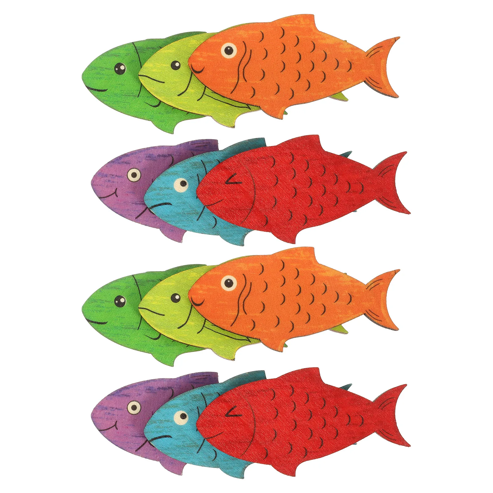

12 Pcs Wooden Hanging Fish Home Wall Decor Coastal Nautical Blocks Decorative Craft Decorate Bathroom