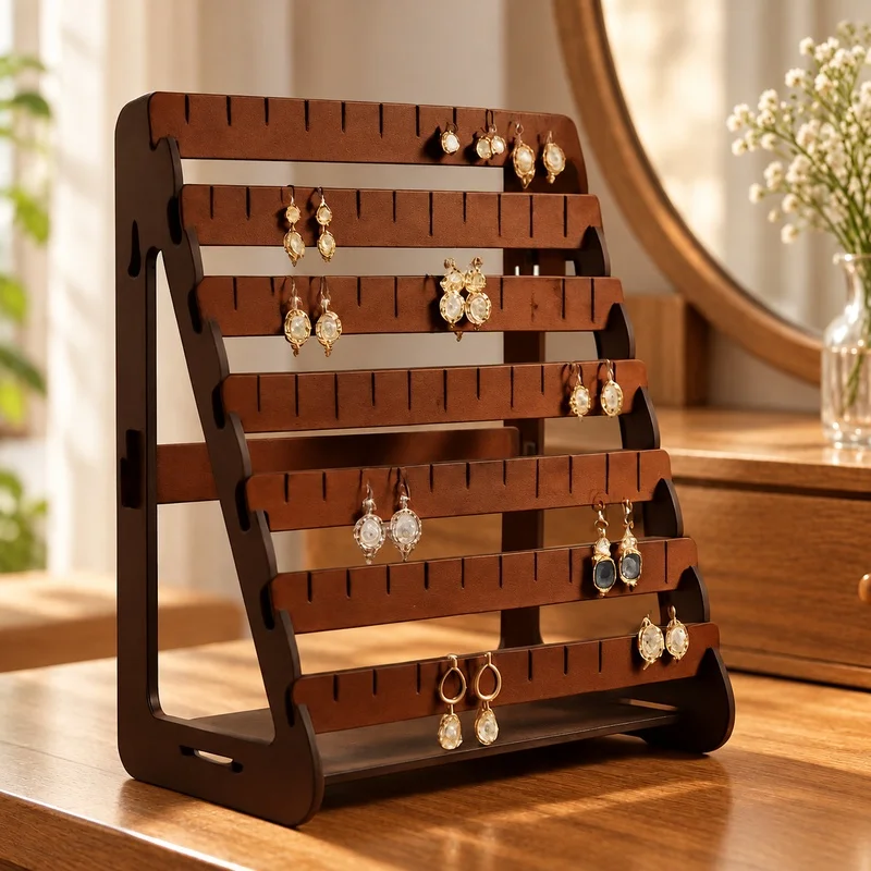 High-Capacity Jewelry Organizer Stand for Earrings, Ideal for Vanity or Dresser Display