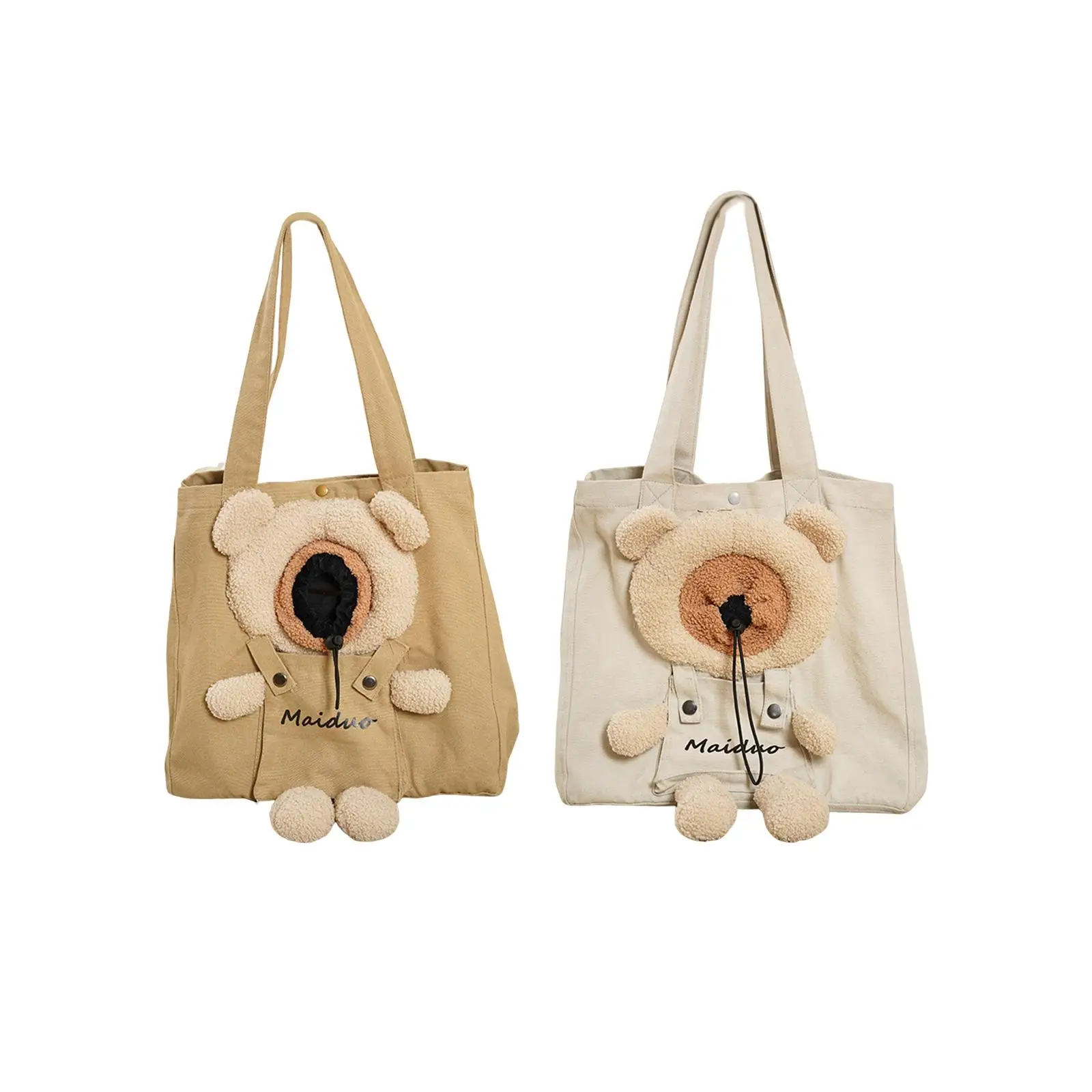 Pet Canvas Shoulder Carrying Bag Handbag Cat Carrier Cute Bear Shaped Travel