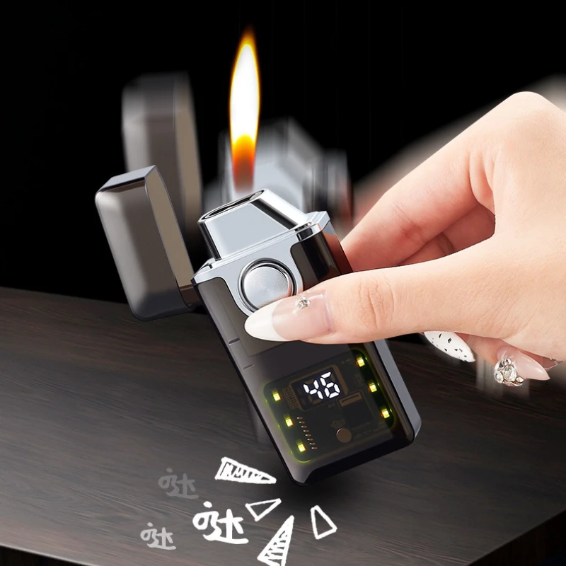 New Smart Voice-activated Induction Ignition Portable Inflatable Lighter with Light, Windproof, Two Flame Lighters, Holiday Gift