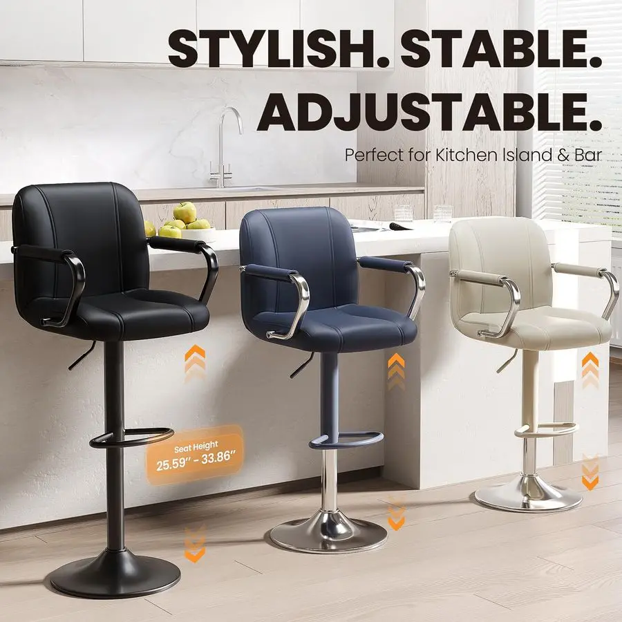 

1 бежевый барный стул с регулируемой спинкой, поворотный, высокий, для кухонного острова, современный дизайн, Taburetes para Barra de C