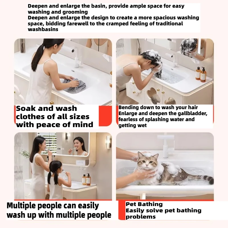 With Sink Shower Bathroom Cabinet Mirror Complete Organizer Laundry Bathroom Vanity Home Shelf Washbasin Living Room Furniture