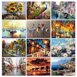 GATYZTORY 60x75 Frame Painting By Numbers Town Scenery Acrylic Paint Pictures By Numbers Draw Painting For Home Decor Gift