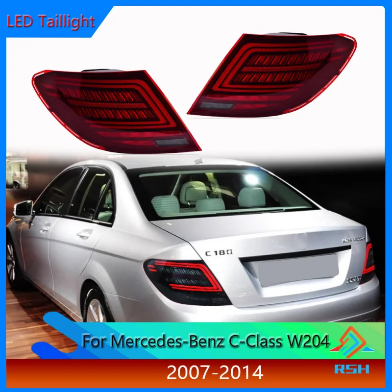 

For Mercedes-Benz C-Class W204 Taillight Assembly 2007-2014 Modified Dynamic Running LED Water Turn Taillight Accessories