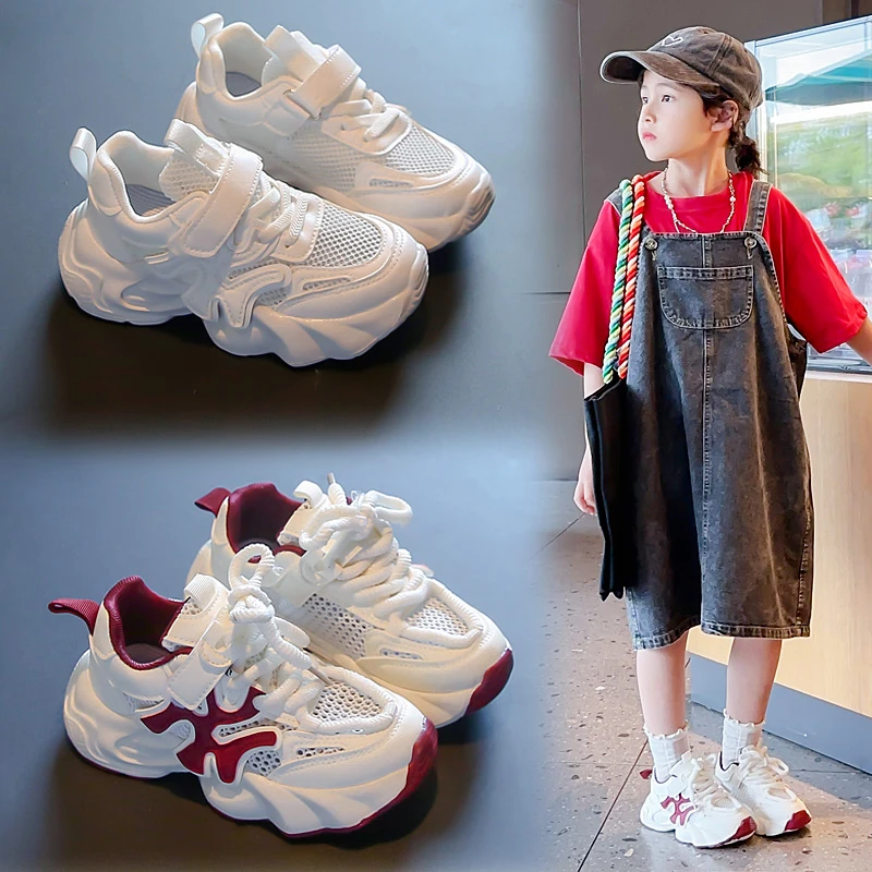 

Kids Casual Shoe 2024 New Fashion Spring Summer Girls Boy Children Sports Pu Mesh Brithable Rubber Sneakers Toddler Baby