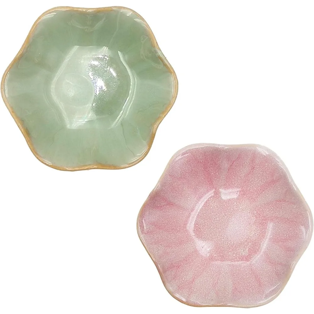 2 قطعة طبق حلقي من السيراميك حامل طبق المجوهرات لوحة صينية حلية صغيرة للأقراط والخواتم والقلائد ومفاتيح وصينية تنظيم السوار f