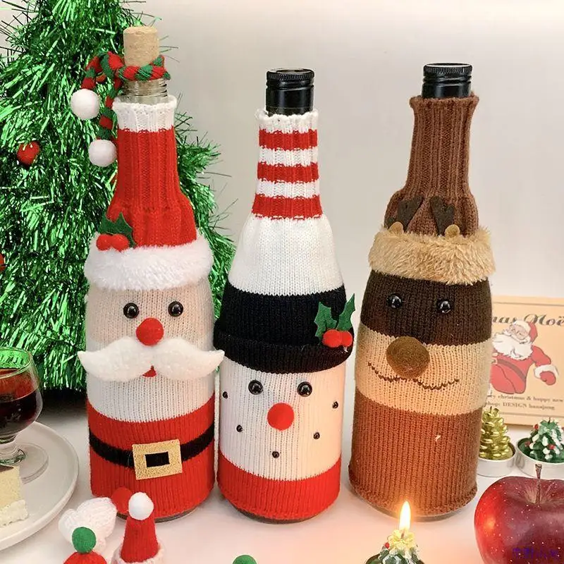 Christmas decorations, snowman Santa Claus, red wine bottle cover, shop window, party set, dress up, photo props