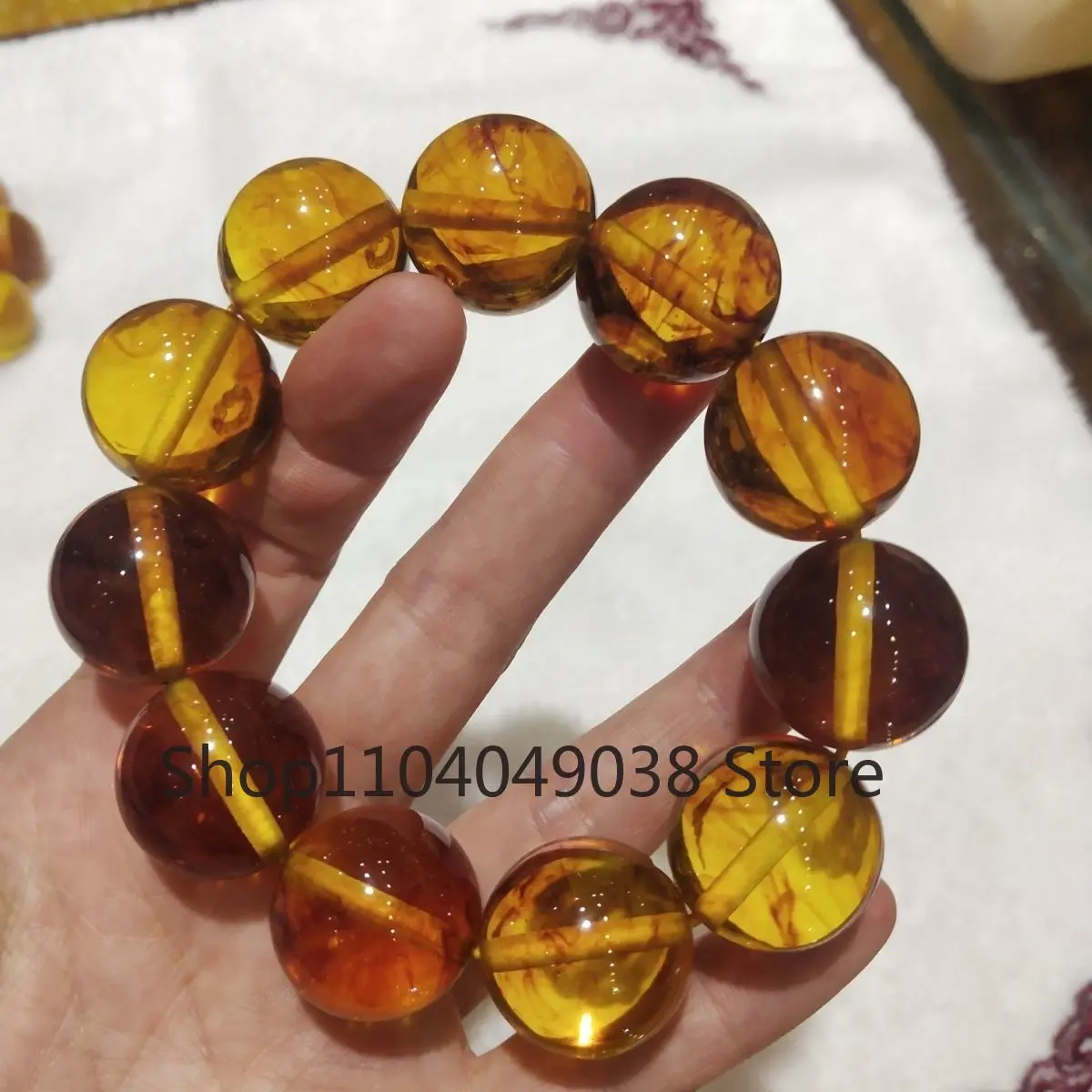 Original Baltic Sea Natural Amber Beeswax Bracelet for Women Elastic Adjustable Wheel Spacer Conformable Amber Bracelet