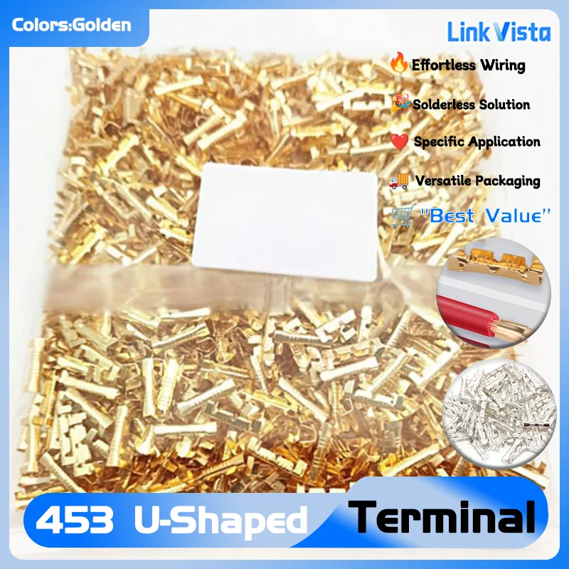 453 U-Type Crimp Terminals:  for Secure 0.3-1.5mm² Solderless Connections - Quick Electrical Wiring Projects 50/100/200Pcs