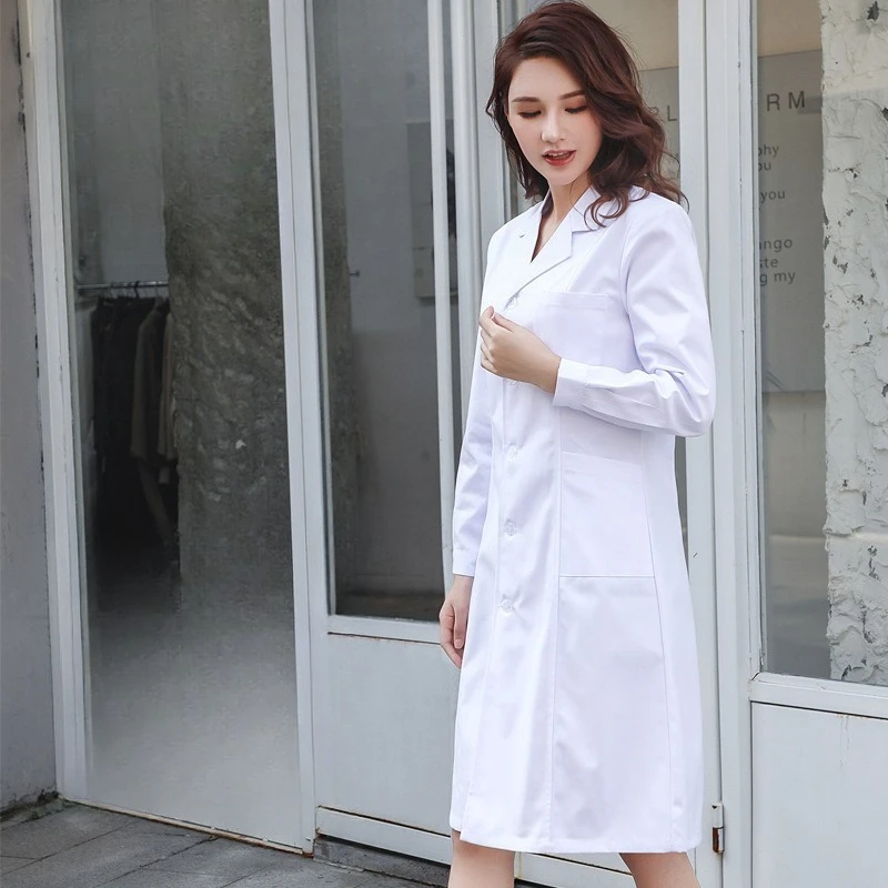 

Unisex Long Short Sleeve Lab Coat Doctor Coat Student Nurse Uniform Vocational Easy Care Essential Work Wear