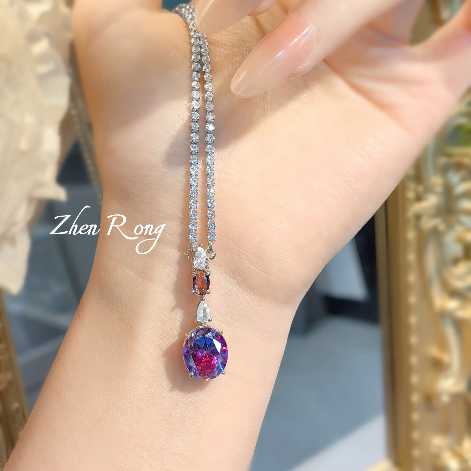 Luxurious Crystal AAA Zircon Necklace, Earrings & Open Ring Set, Women's Engagement