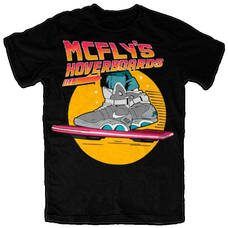 Camiseta masculina inspirada no filme retoque do futuro, camiseta com estampa McFly Hoverboard, gola redonda, manga curta, casual, algodão, streetwear