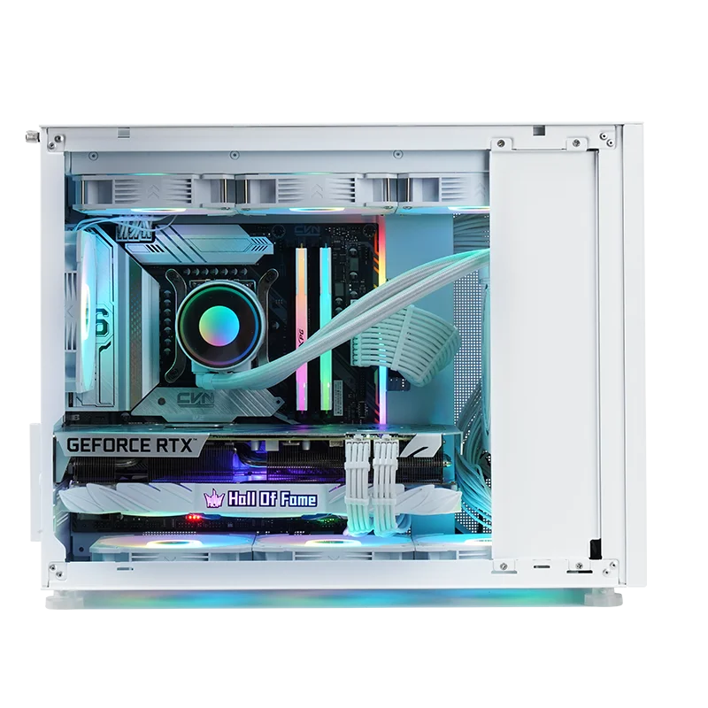 

Hot Sale Design Strip Mesh Panel Gaming Computer ATX Case PC Case Cabinet Side Transparent Glass Chassis