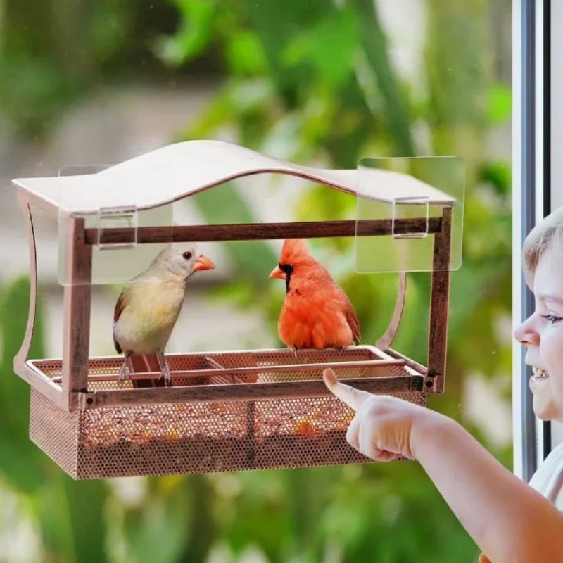

2024 NEW Window Bird Feeder Strong Wild Bird House for Outside Removable Tray for Easy Cleaning Perfect Bird Watching Gift