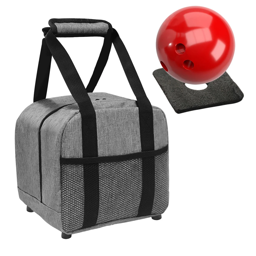 

Single Bowling Tote Bag Portable With Padded Holder Waterproof Oxford Cloth Safety Bowling Ball Carrying Bag Grey