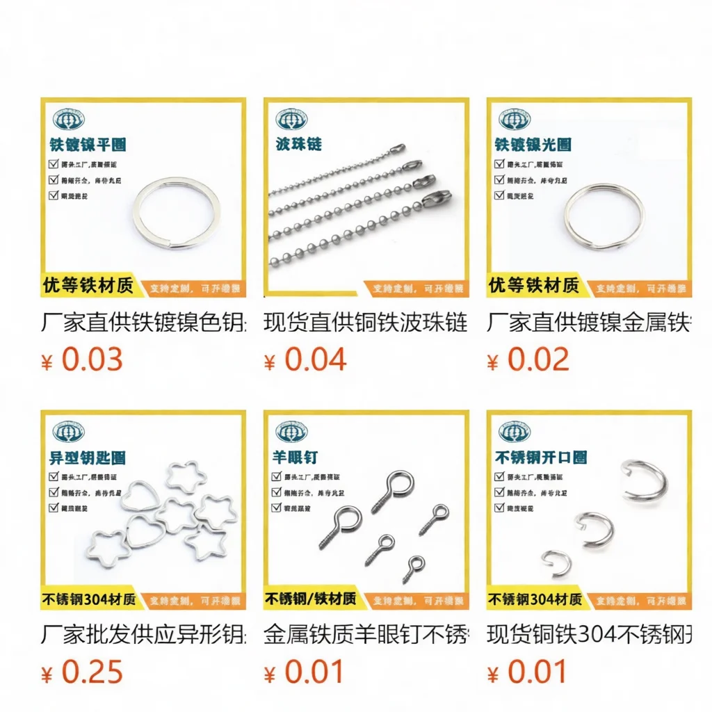 Solid Metal Key Rings Flat Split Loop Keychain Findings DIY Craft Accessories Durable Iron Material Smooth Classic Style