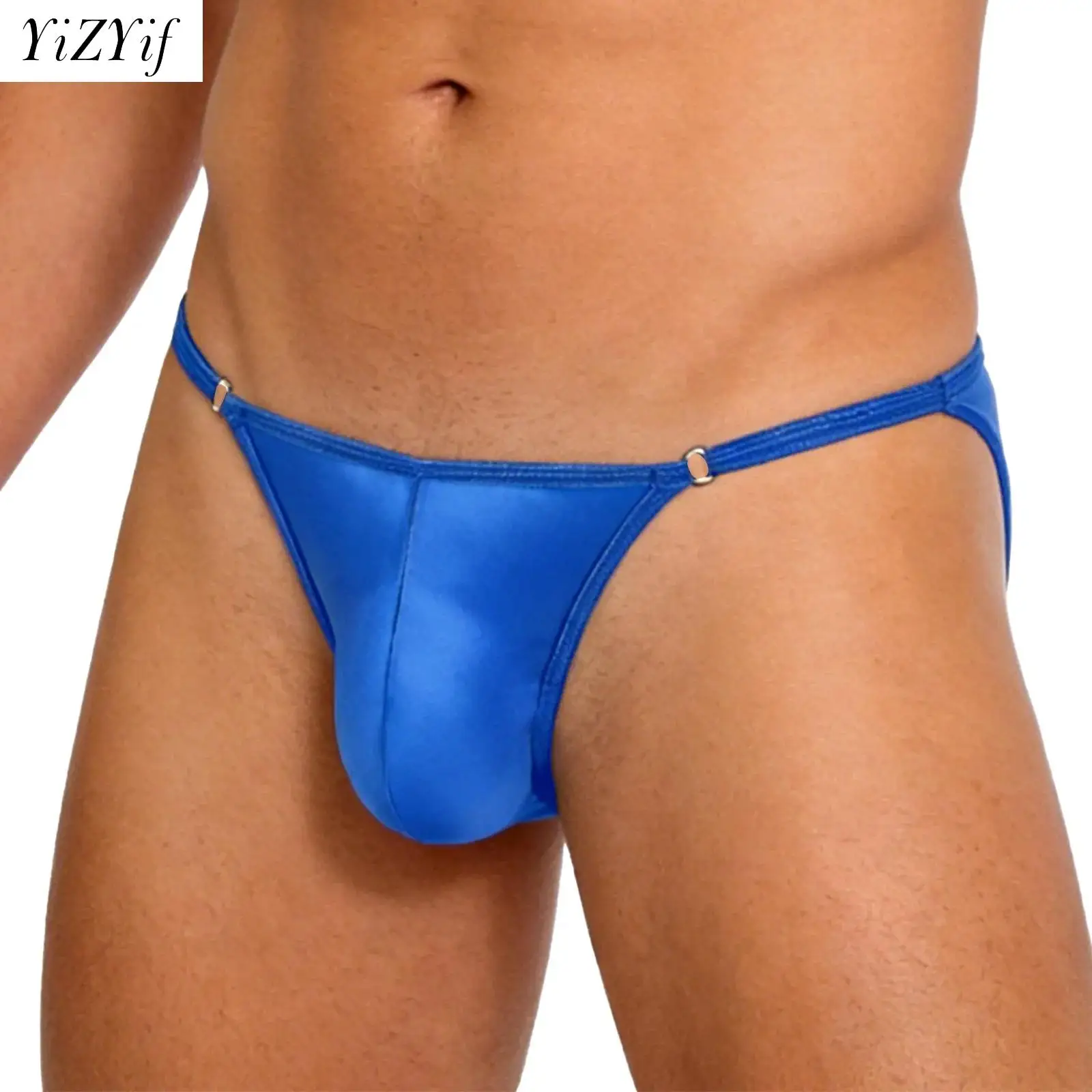 

Mens Glossy Silky Briefs G-String Thongs Nightwear Adjustable Waist Low Rise Bulge Pouch Panties Underwear Bathing Suit Swimwear