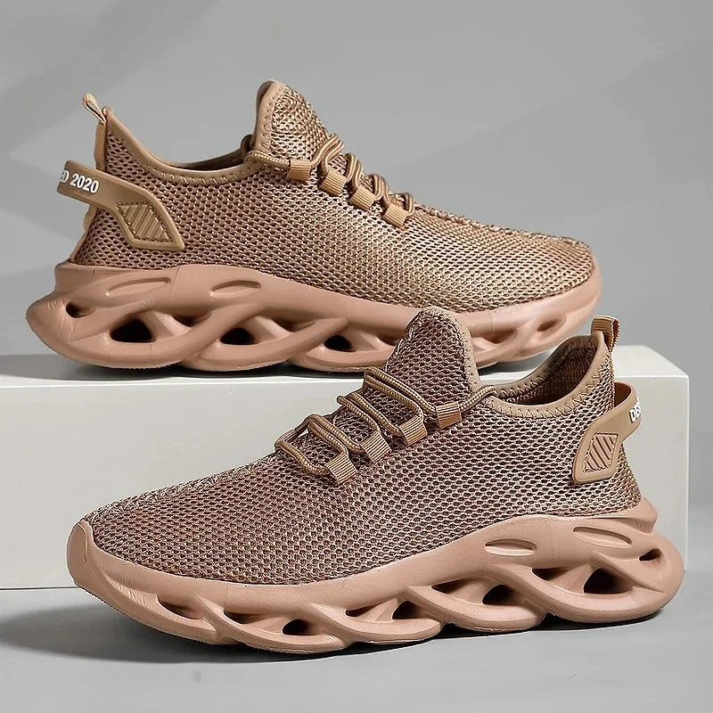 

Men Sports Running Black Jogging Shoes Casual Sneakers Brown Outdoor Breathable Mesh Women Light Shock-absorption Black Tennis