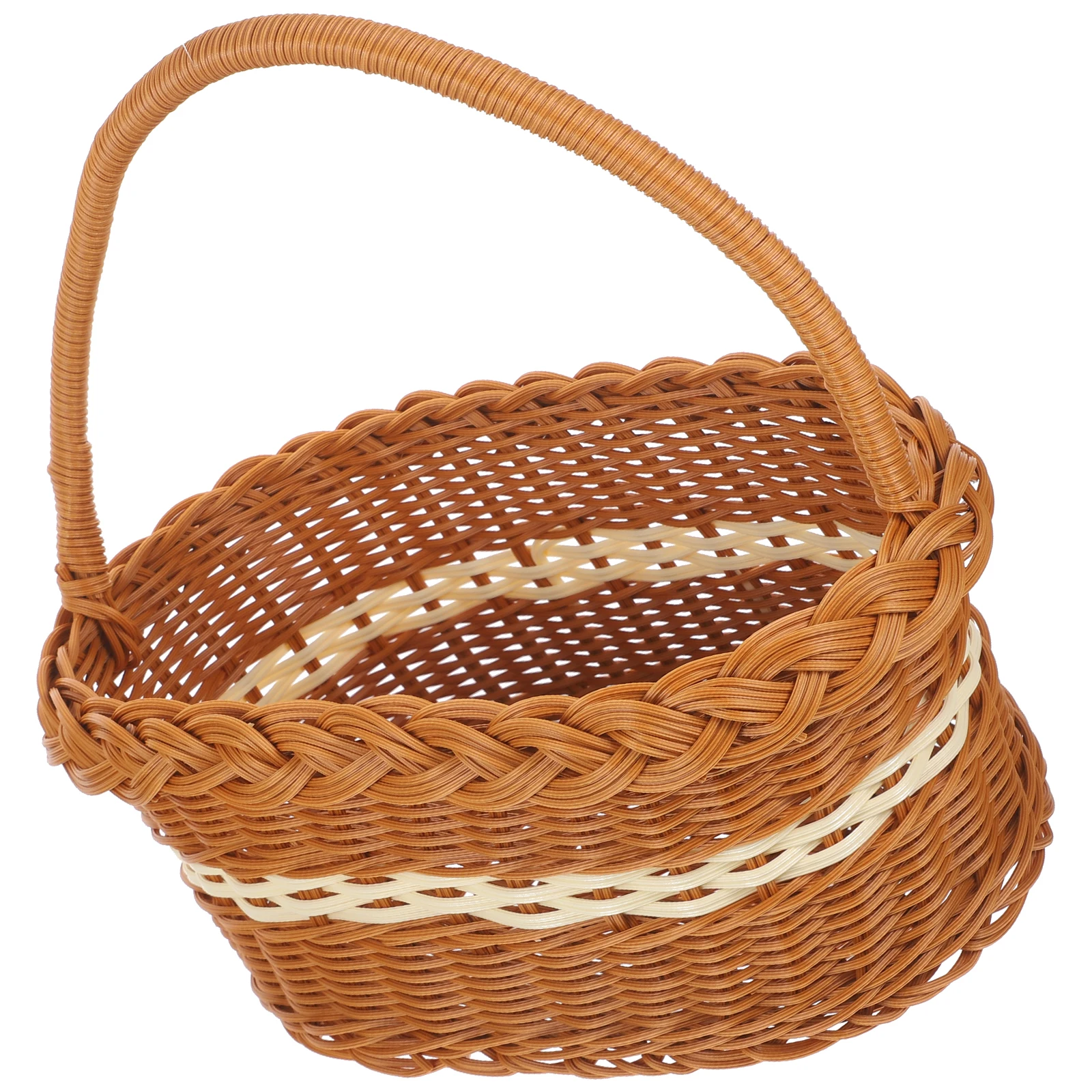 

Woven Handheld Basket for Picnic Camping Storage Home Decor Lightweight Durable Versatile Portable Woven Basket for Snacks