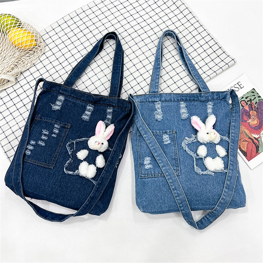 Multi-funcional de alta qualidade denim senhoras bolsa de ombro multifuncional cor sólida sacos do mensageiro das mulheres grande capacidade bolsa