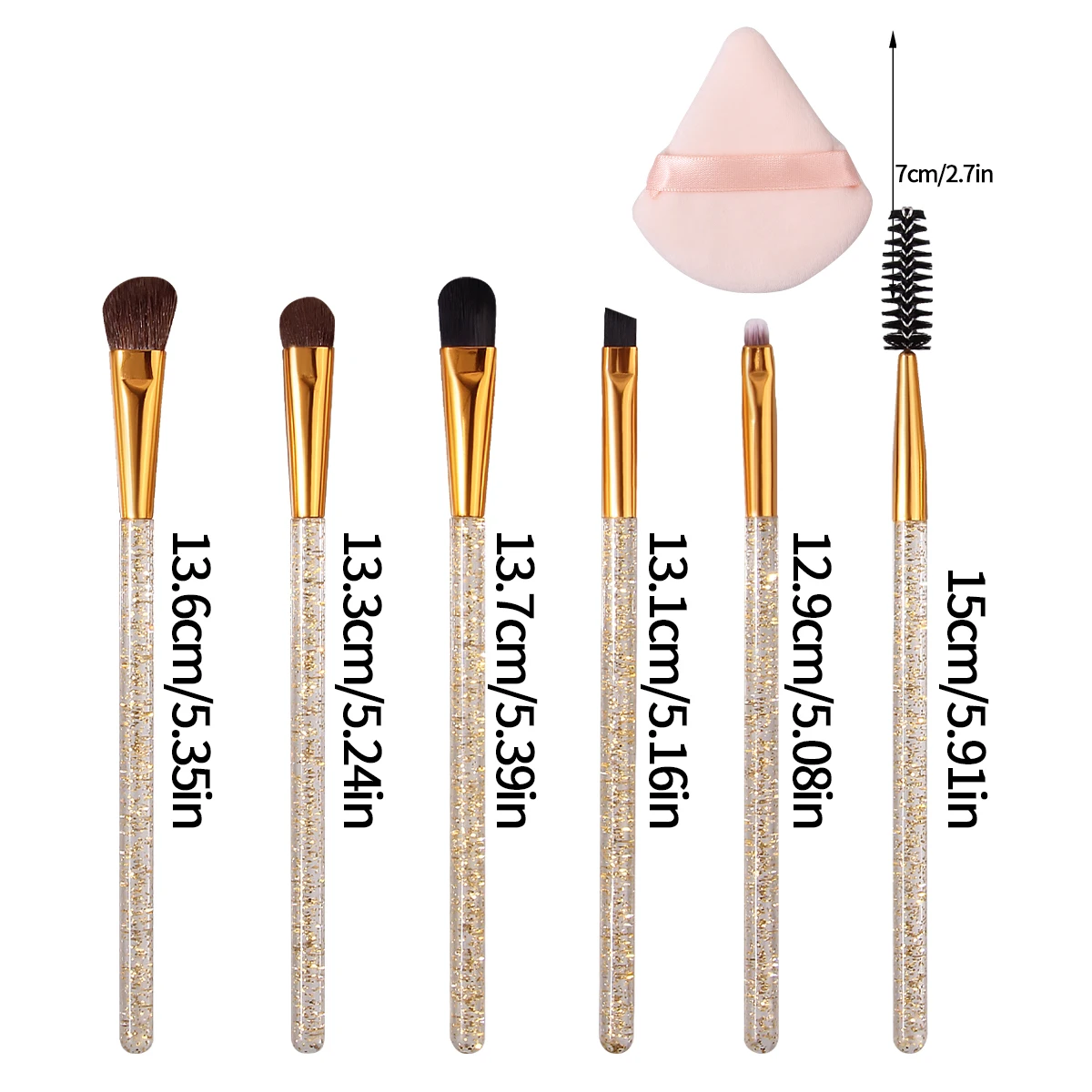 7pcs flash powder makeup brush eye details brush eye shadow brush eyelash brush wet dry sponge powder puff beauty tool