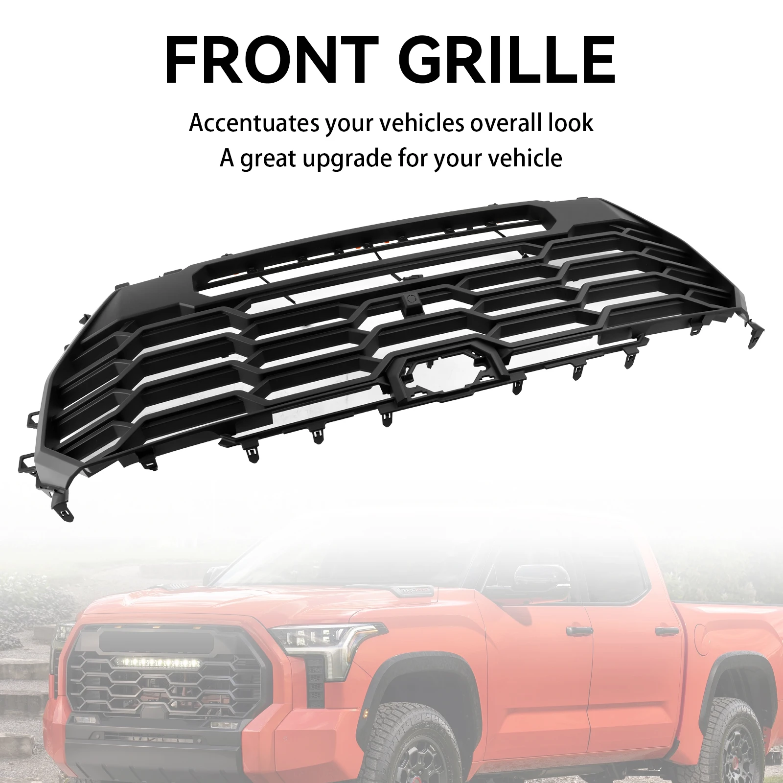 Artudatech Matte Black Front Grill Grille 53101-0C220 Fit Toyota Tundra 2022-2024 TRD PRO