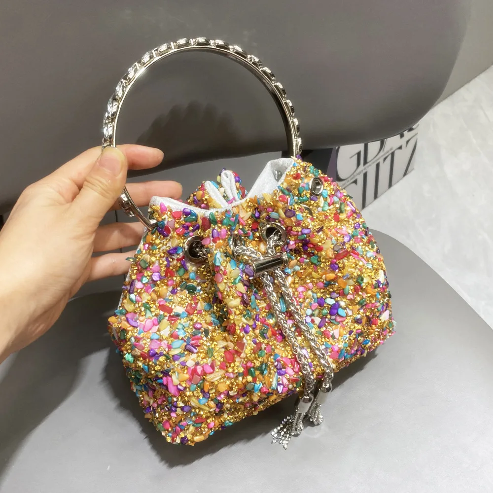 New Purses And Handbags Bags For Women Luxury Designer Bucket Clutch Purse Evening Banquet Bag Crystal Rhinestone Shoulder Bags