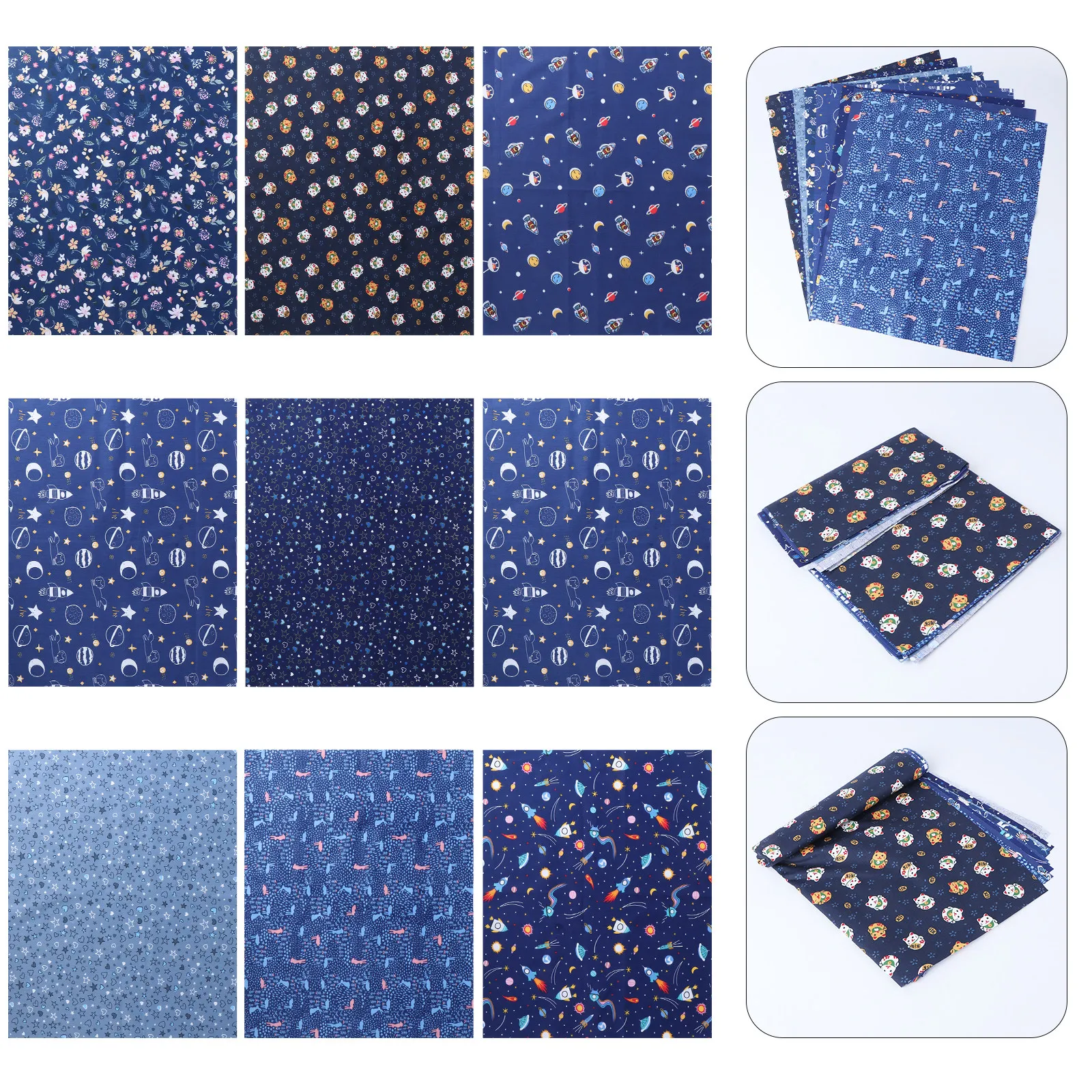 

9pcs Fabric Set Cotton Patchwork Cloth DIY Craft Sewing Material Patchwork Cloth Piece Fabric Decor H made Quilt