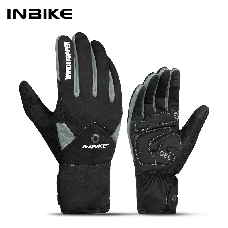

INBIKE Winter Cycling Gloves Men Waterproof Thermal Cold Weather Bicycle Gloves Man Windproof Anti-Slip Bike Gloves for Mountain