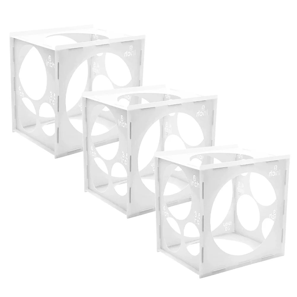 

3Pcs Sturdy Balloon Sizer Cube Box Transparent Design for Professional Balloon Displays Arches Columns Party Decorations